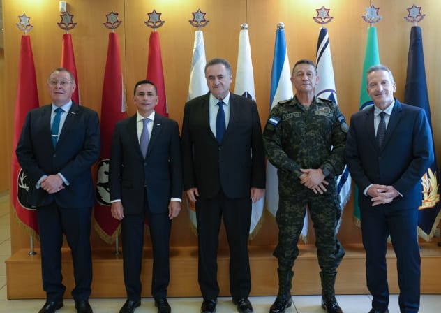 Defense Minister Israel Katz with a Honduran military delegation, August 16, 2026