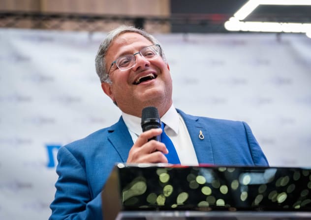 Otzma Yehudit party chairman and National Security Minister Itamar Ben-Gvir, together with members of his party, attends a supporters’ conference ahead of the upcoming general elections in Petah Tikva, central Israel, August 16, 2026.