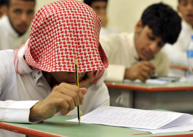 Saudi students sit for their final high school exams in the Red Sea port city of Jeddah on June 19, 2010 at the end of 2009/10 school year; illustrative