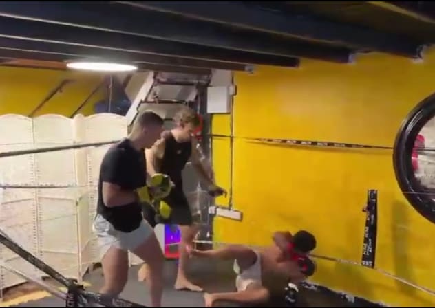 Ido Amiaz loses by TKO to Shimon Smotritsky in an unofficial boxing match in Tel Aviv after issuing a challenge to fight Zionists. August 18, 2026.