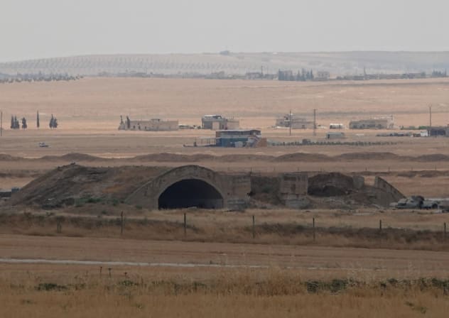 Abu al-Duhur base is seen following reported Israeli strikes, Syria, August 18, 2026