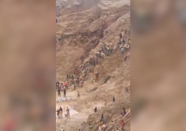 A still from a video taken of a collapse of a gold mine in the Central African Republic on August 20 2026