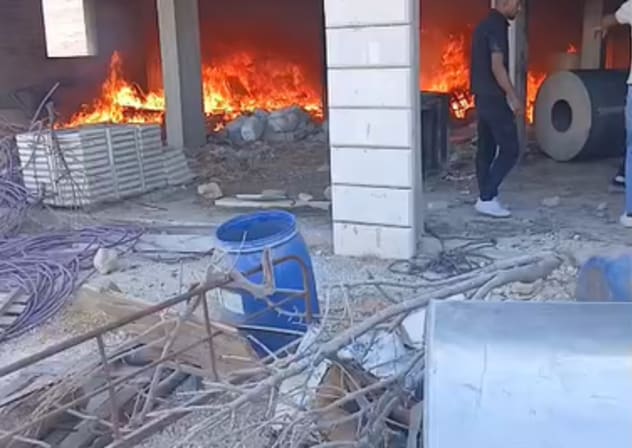 A fire in a West Bank village, allegedly started by settlers, August 21, 2026.