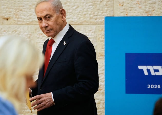Israeli Prime Minister Benjamin Netanyahu casts his ballot at his party Likud's main polling station during primary elections ahead of Israel's general election in October in Jerusalem on August 17, 2026; illustrative