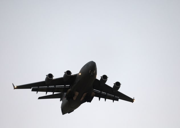 A Boeing C-17 Globemaster III, a large military transport aircraft widely operated by the United States Air Force (USAF) as well as several allied air forces, lands at Mwaffaq Salti air base on July 25, 2026 in Al-Azraq , Jordan; Illustrative.