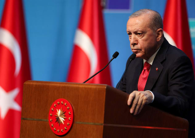 Turkish President Tayyip Erdogan holds a press conference during NATO leaders' summit in Ankara, Turkey, July 8. Relations between Israel and Turkey have repeatedly deteriorated and recovered, but their competing interests in post-Assad Syria have introduced a new source of strategic friction.