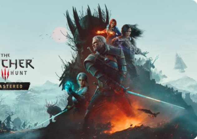 A screenshot of a release poster of The Witcher 3 Wild Hunt Remastered.