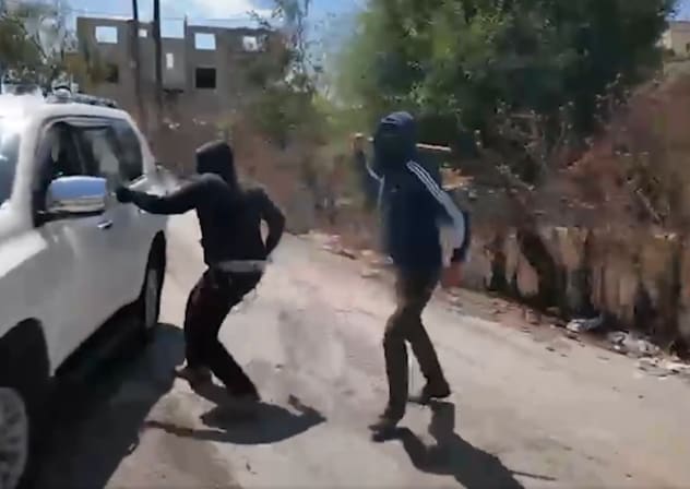 Settlers attack members of the NBC News team in the West Bank, August 29, 2026.