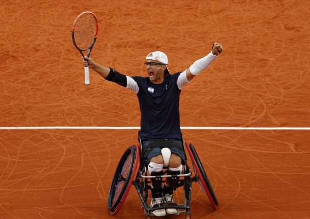  US Open Israeli tennis story by Howard Blas on Page 8 – 2 pictures – One of Israeli wheelchair tennis champion Guy Sasson.