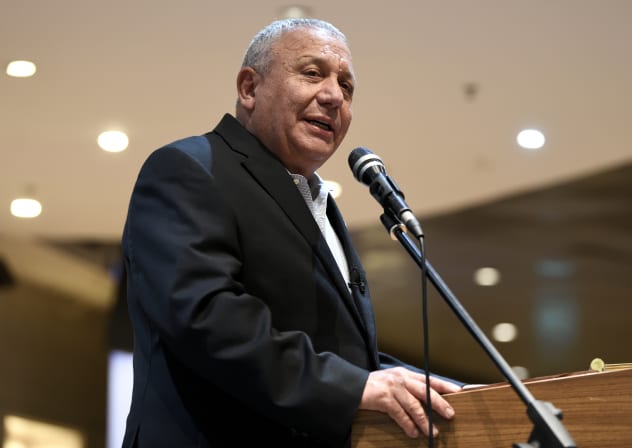 Gadi Eisenkot, leader of Yashar party and a former IDF chief of staff, speaks during an election campaign rally in Nordiya, Israel, Thursday, Aug. 31, 2026. 