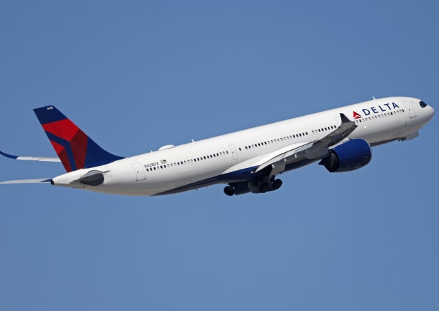 A Delta Air Lines Airbus A330 airplane departs from Harry Reid International Airport en route to Atlanta on March 15, 2026 in Las Vegas, Nevada; Illustrative.
