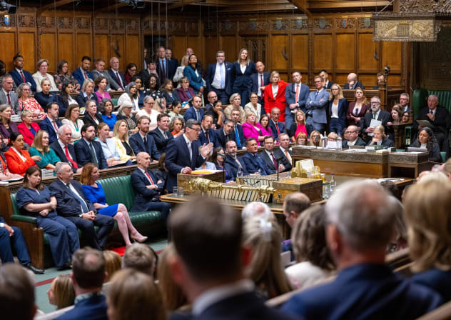 Britain's Prime Minister Andy Burnham speaks during Ministerial Statement on Government Direction at the House of Commons in London