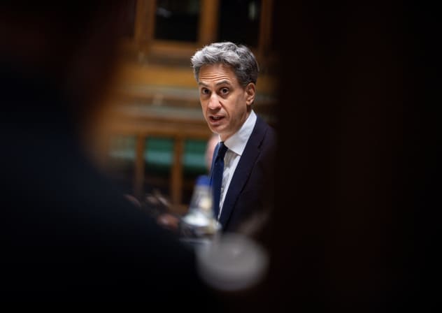Britain's Foreign Secretary Ed Miliband speaks at the House of Commons in London, Britain, September 8, 2026.