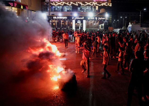 Protesters burn tyres and block the road in protest against rising fuel prices on the highway between Aleppo and Turkey, Syria, September 13, 2026.