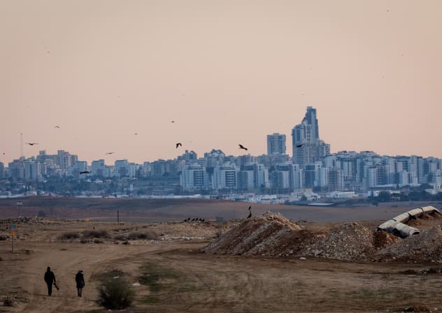 View of the Southern Israeli city of Beer Sheva, as it seen from Dudaim landfills, in southern Israel on January 22, 2022. 