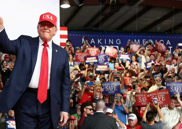 U.S. President Donald Trump attends a campaign rally in support of Republican U.S. Senate candidate Michael Whatley, at Gastonia Municipal Airport in Gastonia, North Carolina, U.S., September 16, 2026.