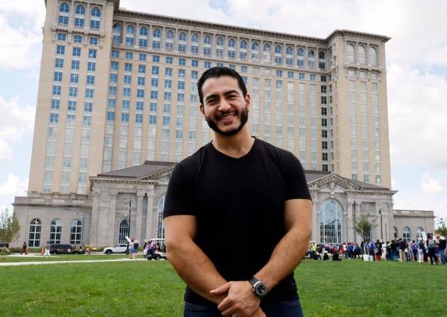 US Democratic Senate candidate from Michigan Abdul El-Sayed poses for a photo at the Labor Day parade in Detroit, Michigan on September 7, 2026.