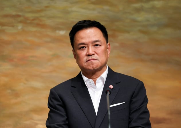 Thailand's Prime Minister Anutin Charnvirakul attends a press conference with Singapore's Prime Minister Lawrence Wong (not pictured) at the Mandarin Oriental hotel, during his official visit to the country, in Bangkok, Thailand, September 2, 2026.
