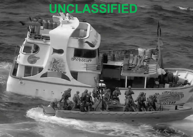 Joint Task Force Western Hemisphere forces interdict a floating refuelling station, which, according to the U.S. Southern Command, was supporting illicit at-sea drug trafficking operations, in a place given as the Eastern Pacific.