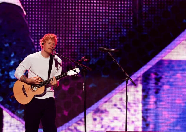 FILE PHOTO: Ed Sheeran performs during the iHeartRadio Jingle Ball concert at Madison Square Garden, in New York City, US, December 12, 2025. 