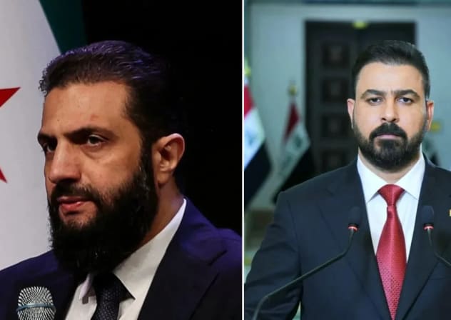 Syrian President Ahmad al-Sharaa (left), Iraqi Prime Minister Ali al-Zaidi (right); Illustrative.