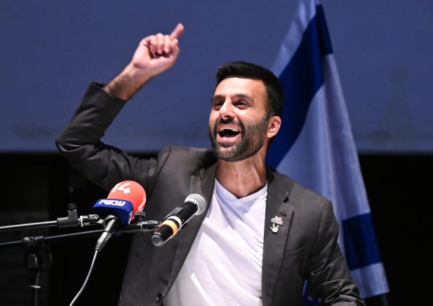 People of Israel party member Yoseph Haddad speaks at a party event in Rishon le Tzion, September 15, 2026. 