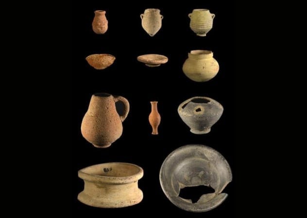 Ancient pottery vessels found at the Temple of Sekhmet near Mit Rahina in Egypt, September 23, 2026.