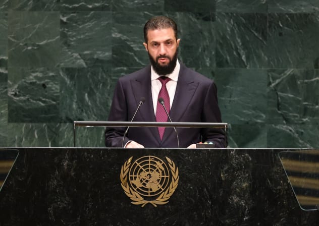 Syria's President Ahmed al-Sharaa addresses the 81st United Nations General Assembly (UNGA) at UN headquarters in New York City, US, September 23, 2026.