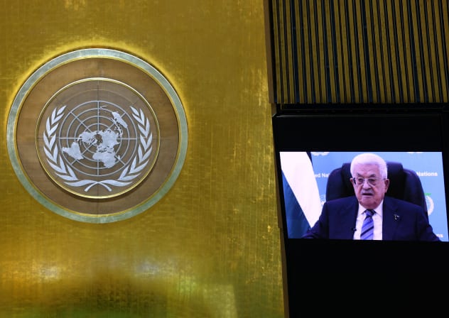 President of the State of Palestine Mahmoud Abbas addresses the 81st United Nations General Assembly via pre-recorded video (UNGA) at UN headquarters in New York City, US, September 24, 2026.