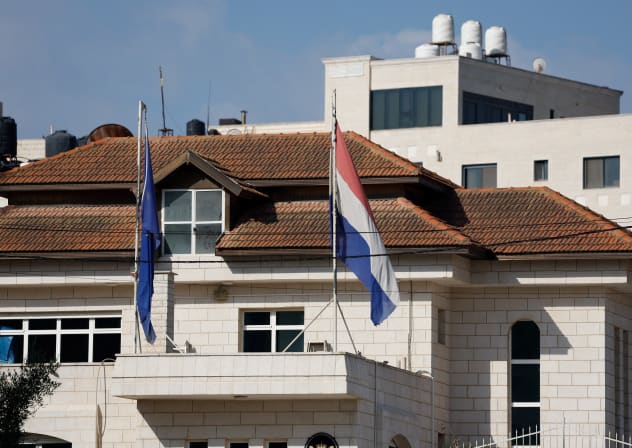 Exterior of the representative office of the Netherlands, after Israel said it would revoke the diplomatic status of Dutch diplomats, in Ramallah, the West Bank, September 28, 2026.