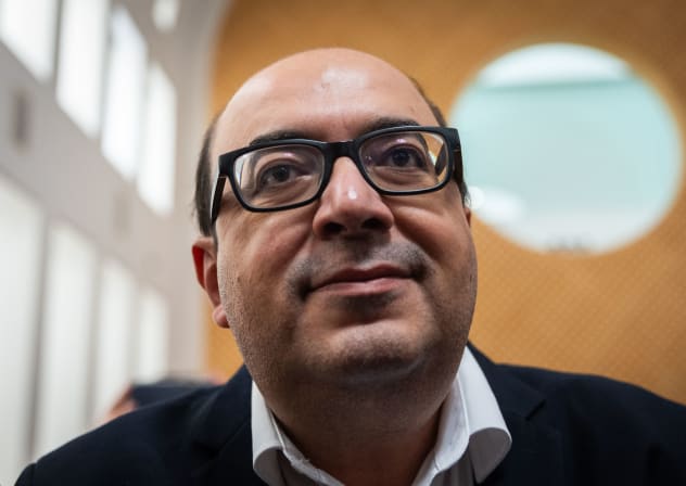 Balad chairman and Joint List member Sami Abu Shehadeh arrives at the Supreme Court in Jerusalem for a hearing on the Central Elections Committee’s decision to disqualify him from running in the upcoming Knesset elections, October 1, 2026. 