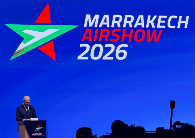 Abdellatif Loudiyi, Morocco's defence administration minister, speaks at the Marrakech Airshow in Marrakesh, Morocco, October 7, 2026.