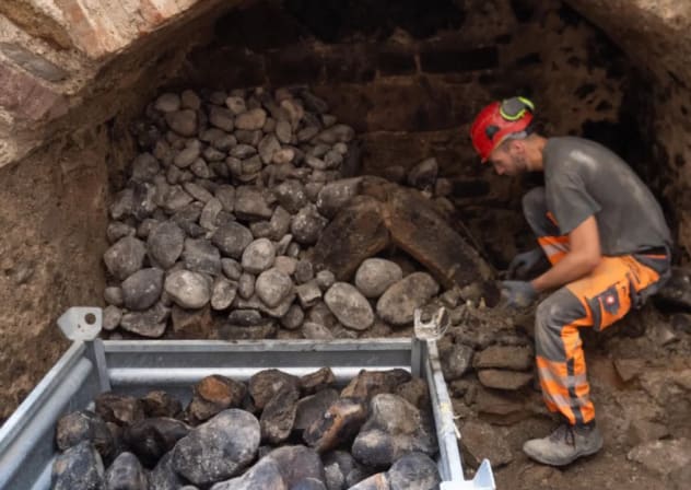 Inside the medieval heating system found in Basel, Switzerland, October 9, 2026.