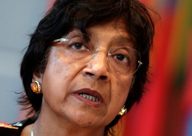 FILE PHOTO:  UN High Commissioner for Human Rights Navi Pillay addresses the OSCE permament council in Vienna, Austria July 3, 2014. 