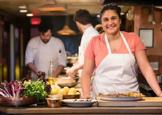 Samin Nosrat, who appeared on stage at the JCCSF on Oct. 5, in her 2018 Netflix limited series “Salt Fat Acid Heat.” 