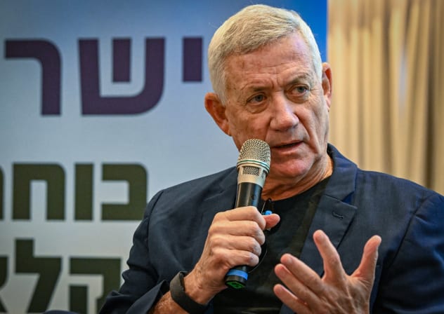Blue and White party chairman Benny Gantz attends an agriculture conference ahead of the upcoming general elections in Herzliya, September 12, 2026.