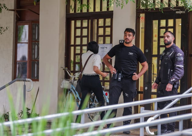 View of the Kfar Saba City Hall in central Israel, after Mayor Rafi Sa'ar was arrested early this morning at his home on suspicion of involvement in a public corruption scandal, October 12, 2026