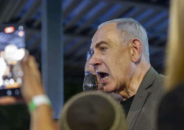 Prime Minister Benjamin Netanyahu visits supporters in the northern Israeli city of Haifa, ahead of Israel’s upcoming general elections, October 14, 2026.