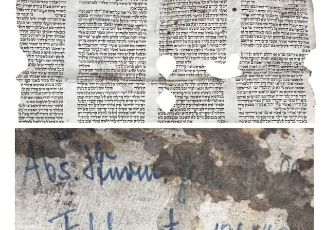 A fragment of a Jewish Torah scroll stolen by Nazis during the Holocaust, formerly on sale by Valkyrie Historical Auctions. 