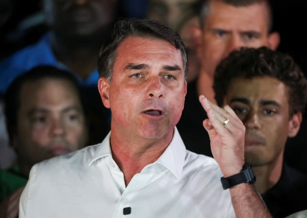 Brazilian presidential candidate Flavio Bolsonaro of the Liberal Party (PL) speaks after losing the presidential runoff election, in Brasilia, Brazil October 25, 2026.