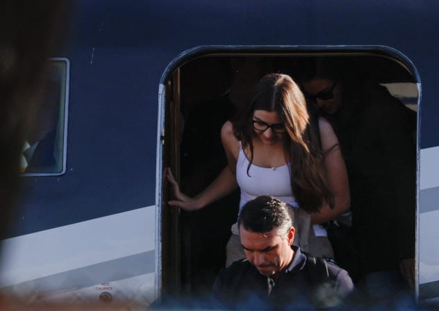A plane believed to be carrying Brazilian Senator Flavio Bolsonaro arrives at Opa Locka Executive Airport, US,  October 28, 2026.