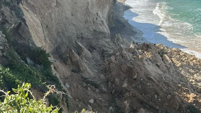 A portion of a cliff at Sydney Ali Beach in Herzliya that collapsed, February 21, 2026. (photo credit: Assaf Nissenbaum/Israel Nature and Parks Authority) A portion of a cliff at Sydney Ali Beach in Herzliya that collapsed, February 21, 2026. (photo credit: Assaf Nissenbaum/Israel Nature and Parks Authority)