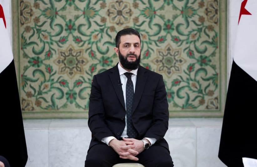  Syria's interim President Ahmed al-Sharaa attends an interview with Reuters at the presidential palace, in Damascus, Syria March 10, 2025.