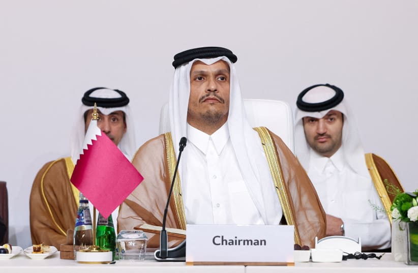 Qatar's Prime Minister and Minister for Foreign Affairs Sheikh Mohammed bin Abdulrahman bin Jassim Al-Thani, attends the preparatory ministerial meeting for emergency Arab-Islamic summit in Doha, Qatar September 14, 2025.