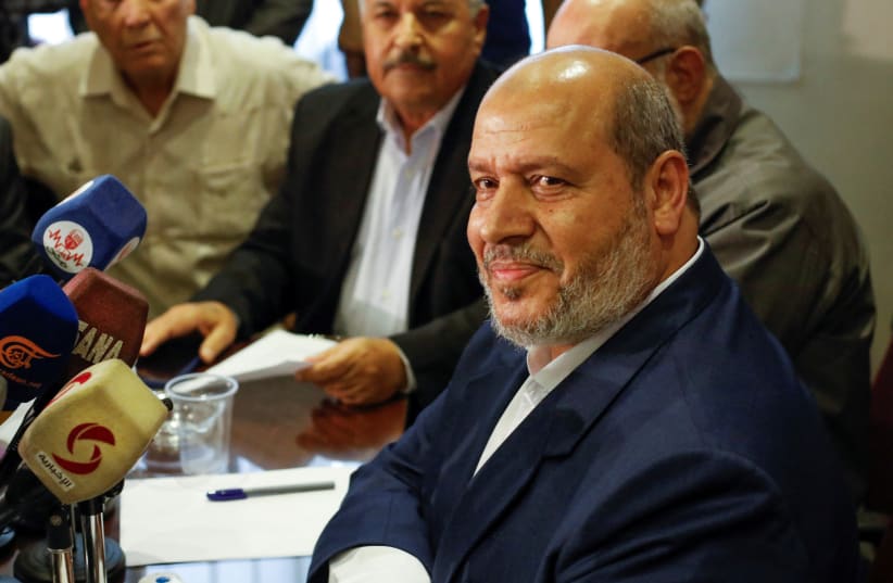 HAMAS POLITIBURO member Khalil al-Hayya attends a news conference in Damascus, Syria October 19, 2022. (photo credit:  REUTERS/Yamam al Shaar)