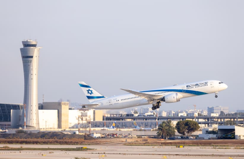 AN EL AL flight takes off at the Ben Gurion International Airport, outside of Tel Aviv, August 14, 2025.