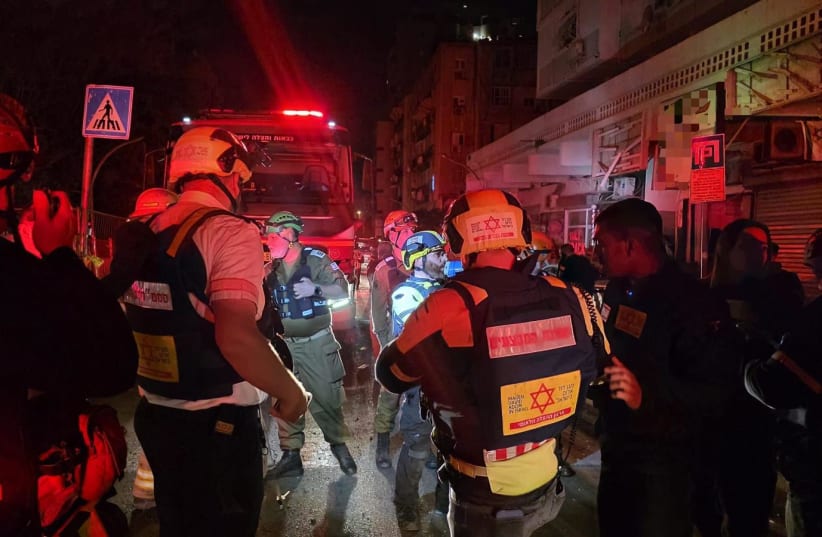 Magen David Adom paramedics at the scene of a missile hit, March 9, 2026.