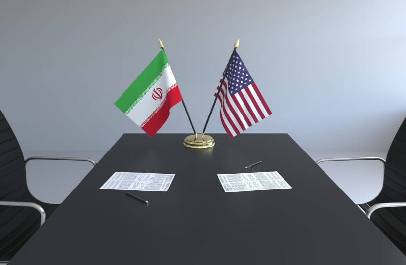 An illustration of US-Iranian negotiatons.
