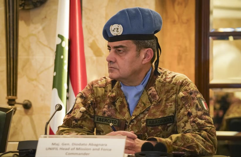UNIFIL Chief Maj.-Gen. Diodato Abagnara, attends a meeting in Beirut, Lebanon, March 14, 2026; illustrative. (photo credit: Adri Salido/Getty Images)
