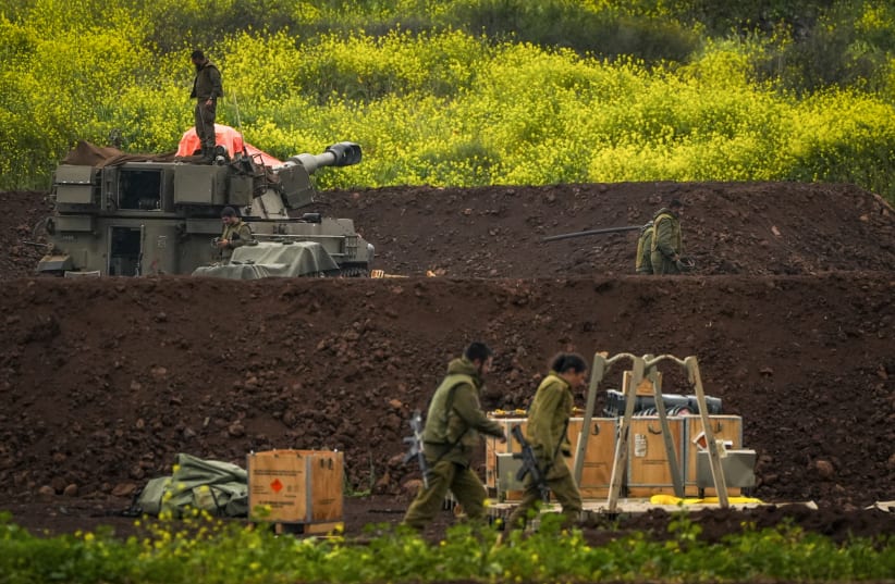 Soldiers from an artillery unit stationed near the Israel-Lebanon border during the ongoing war with Iran and Hezbollah, March 15, 2026; illustrative. (photo credit: AYAL MARGOLIN/FLASH90)